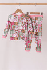 Pink Gingerbread Checkered Bamboo Pajama Set