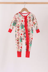 Red christmas toy story ruffle bamboo romper