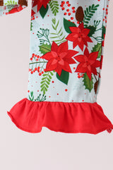 Red Floral Ruffle Bamboo Pajama Set