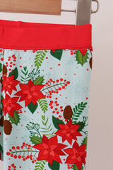 Red Floral Ruffle Bamboo Pajama Set