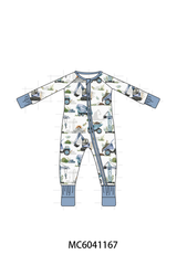 Blue Excavator Bamboo Romper