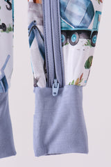 Blue Excavator Bamboo Romper