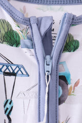 Blue Excavator Bamboo Romper