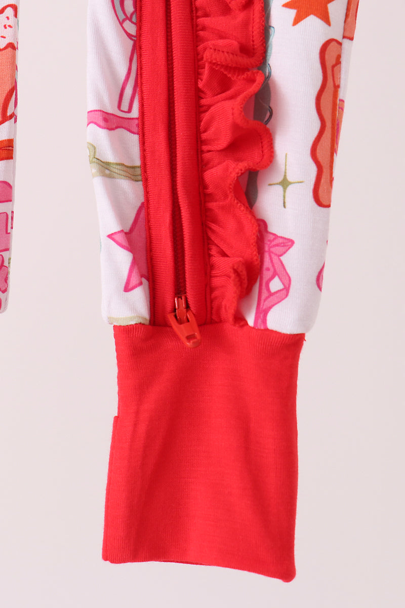 Red Santa Carousel Bamboo Romper