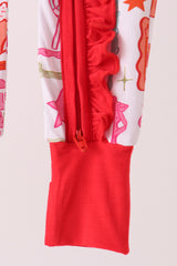 Red Santa Carousel Bamboo Romper