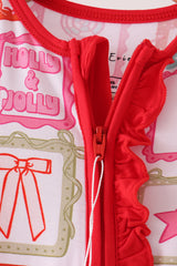 Red Santa Carousel Bamboo Romper