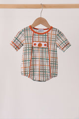 Pumpkin Embroidery Plaid Bubble