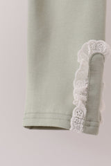 Pumpkin Embroidery Lace Ruffle pants set