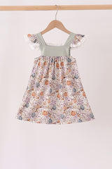 Pumpkin Embroidery Lace Ruffle Dress