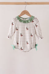 Green Duck Ruffle Gingham Bubble