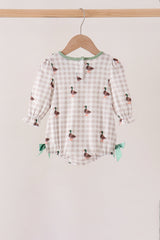 Green Duck Ruffle Gingham Bubble