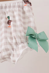 Green Duck guack guack Ruffle Gingham Bloomer Set
