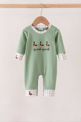 Green Duck guack guack Embroidery Romper