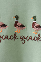 Green Duck guack guack Embroidery Romper