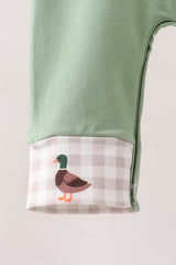 Green Duck guack guack Embroidery Romper