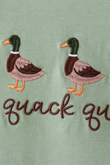 Green Duck guack guack Embroidery Ruffle Pants Set
