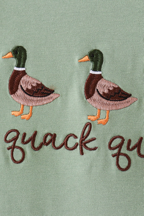 Green Duck guack guack Embroidery Ruffle Pants Set