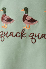 Green Duck uack guack Embroidery Gingham Pants set