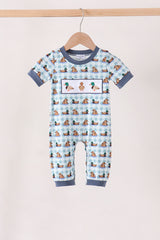 Blue mallard duck embroidery romper