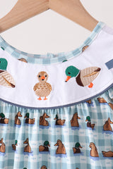 Blue mallard duck embroidery dress
