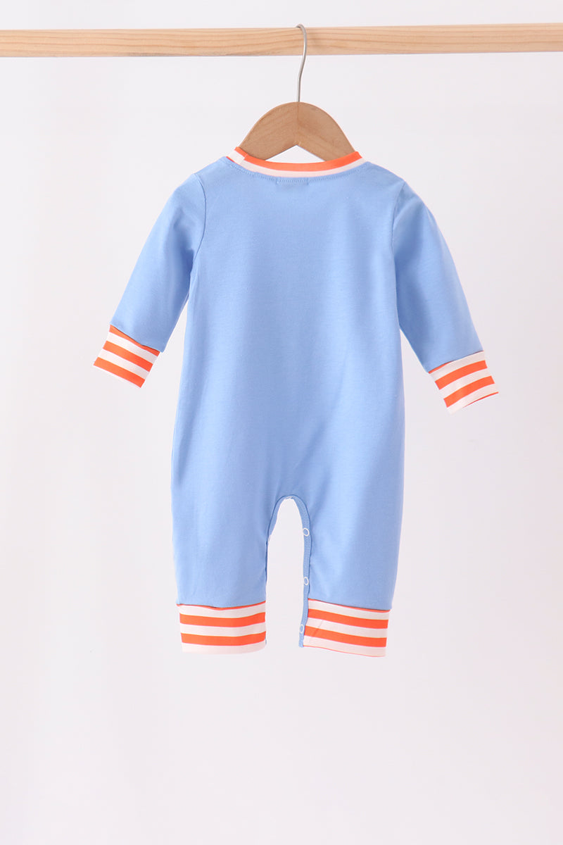 Blue pumpkin applique romper