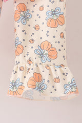 Pink bow pumpkin ruffle pants set