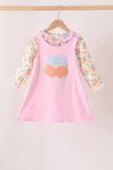 Pink bow pumpkin ruffle 2pc set