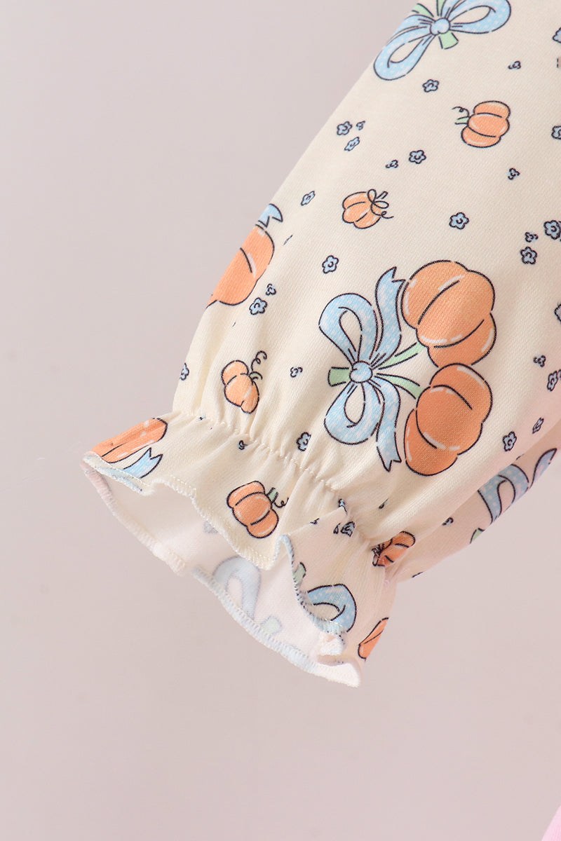 Pink bow pumpkin ruffle 2pc set