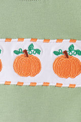 Sage pumpkin embroidery gingham pants set