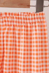 Sage pumpkin embroidery gingham pants set