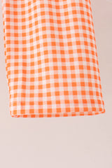 Sage pumpkin embroidery gingham pants set