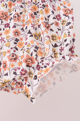 Orange Floral Bow Ruffle Bloomer Set