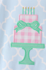 Blue birthday cake appilque ruffle romper