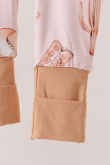 Khaki western boots bamboo zipper romper