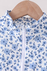 Blue floral print skorts set