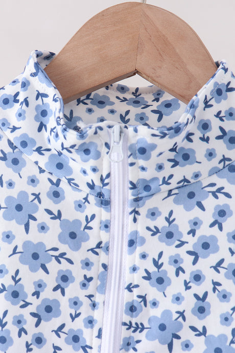 Blue floral print skorts set
