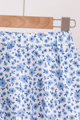 Blue floral print skorts set