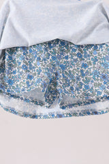 Teal floral print mom&me skorts set