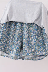 Teal floral print mom&me skorts set