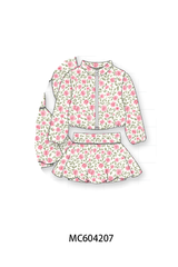 Pink floral print skorts set
