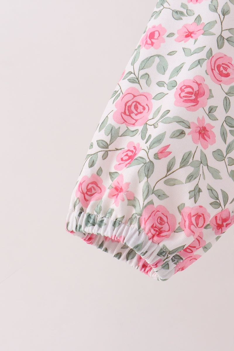 Pink floral print skorts set