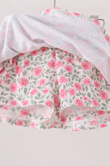 Pink floral print skorts set