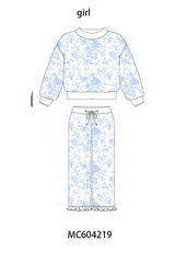 Blue floral print mom&me pants set
