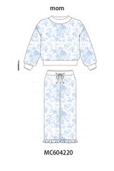 Blue floral print mom&me pants set