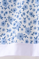 Blue ditsy floral print pants set