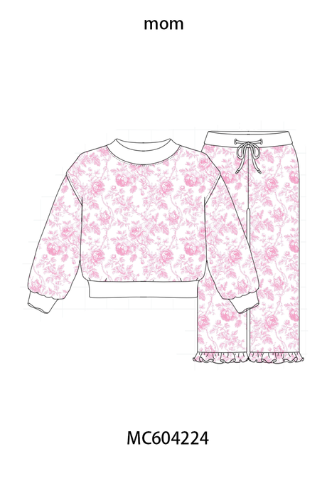 Pink floral print mom&me pants set