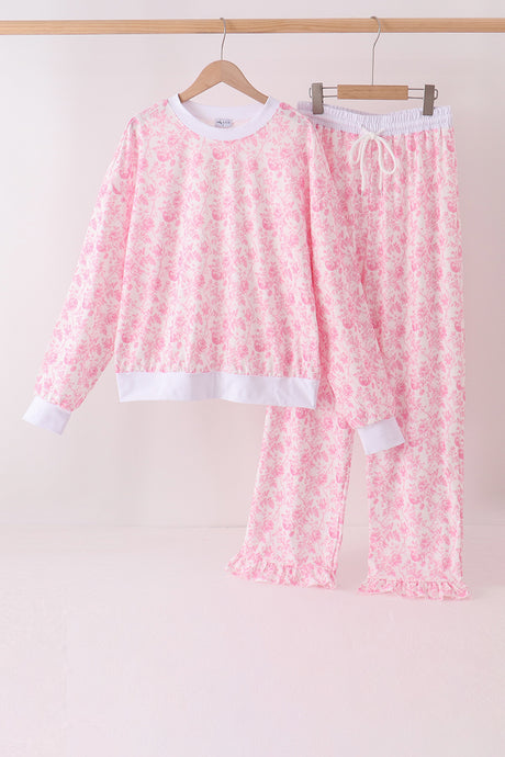 Pink floral print mom&me pants set