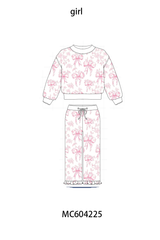 Pink bow floral print mom&me pants set