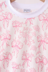 Pink bow floral print mom&me pants set