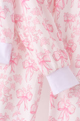 Pink bow floral print mom&me pants set